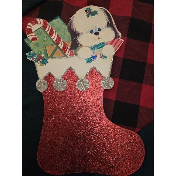 11 Vintage Die Cut Christmas Decorations W Bristle Santa Reindee Snowman 1970s - Picture 7 of 10